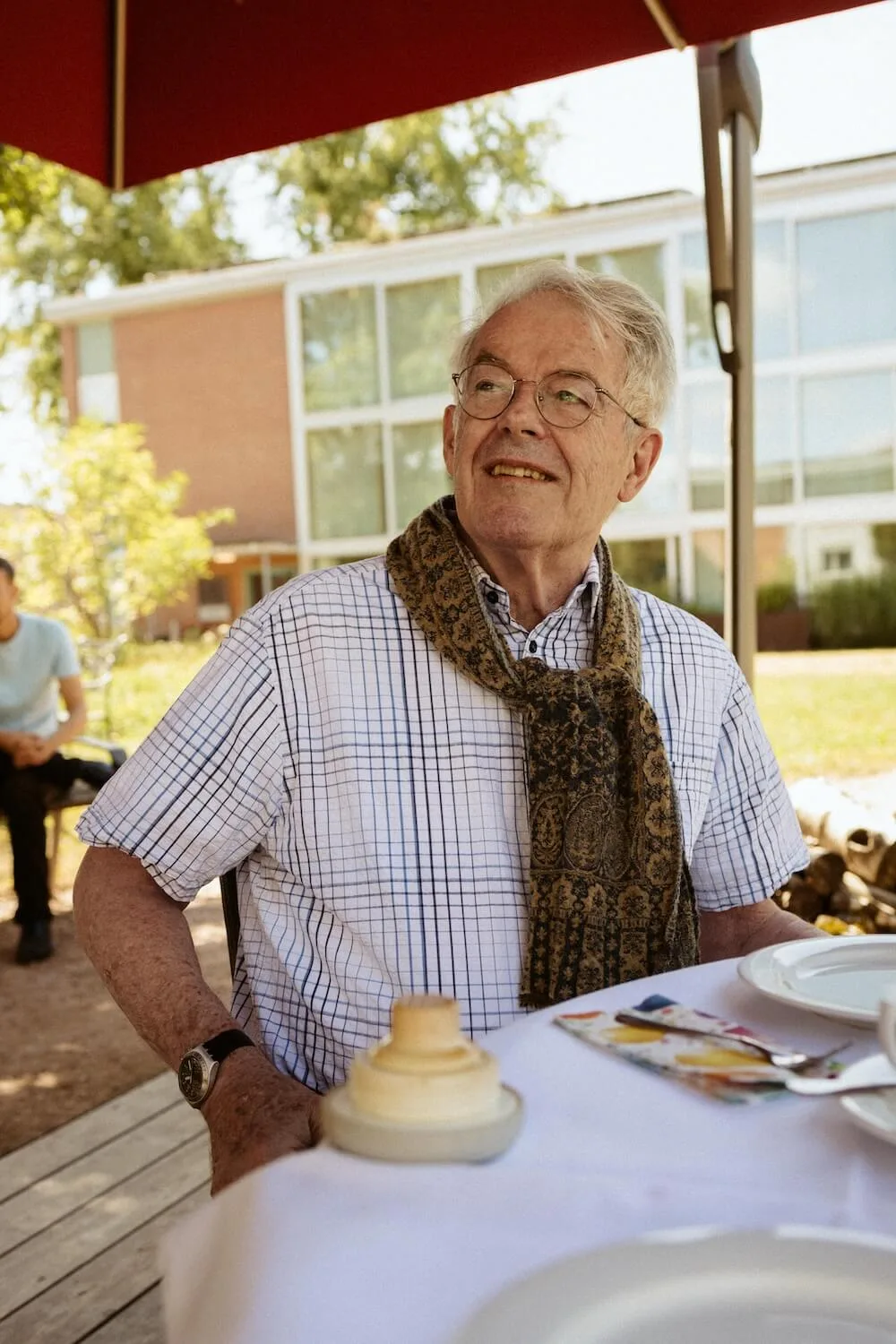a man sitting at a table